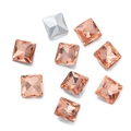 Macro shot of square champagne crystal glass rhinestones with silver pointed back - 10 Pieces Pack / Champagne (03 Style)