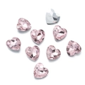 Makroaufnahme von facettierten rosa Herz-Kristallsteinen mit silbernem spitzen Boden für DIY - Hellrosa (02 Stil) / 10er Pack