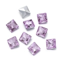 Macro shot of square faceted lavender crystals with silver foil backing for DIY crafts - 10 Pieces Pack / Light Purple (05 Style)