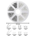 Detalle del kit DIY para joyería de 8 compartimentos con cierres de langosta y anillas - Serie de Plata Gruesa y Oro Blanco (KT0161)