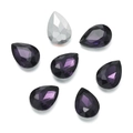 Macro detail of faceted purple teardrop crystal rhinestones with silver backing for DIY - 10 Pieces Pack / Deep Purple (07 Style)