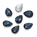 Macro shot of faceted teardrop glass rhinestones in deep blue and silver for DIY jewelry - 10 Pieces Pack / Blue Gray (Style 16)