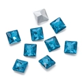 Detailed view of square blue crystal glass rhinestones with silver pointed-back bases - 10 Pieces Pack / Light Blue (17 Style)