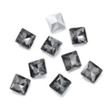 Detailed view of faceted dark grey glass square crystals with silver foil backing - 10 Pieces Pack / Deep Gray/Smoky Gray (20 Style)