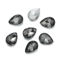 Detailed view of smoky grey teardrop crystal rhinestones with multifaceted glass cut - 10 Pieces Pack / Smoky Gray (Style 20)