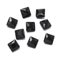 Macro detail of nine black faceted square glass rhinestones for DIY craft decorations - 10 Pieces Pack / Black (21 Style)