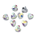 Macro di strass a cuore sfaccettati con finitura AB e effetto specchio argento - Aurora AB (22 Stile) / Confezione da 10