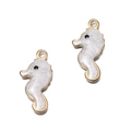 Pendentifs hippocampe en acier doré et émail blanc pour création de bijoux DIY - Hippocampe Blanc