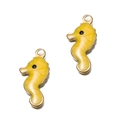Pendentifs hippocampe en acier inoxydable et émail jaune pour création de bijoux - Hippocampe Jaune