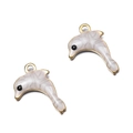 Pendentifs dauphins dorés avec finition émail blanc pour création de bijoux DIY - Dauphin Blanc