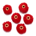 Macro de seis cuentas de piel sintética roja con ojales dorados para joyería DIY - Paquete de 10 / Rojo