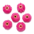 Detalle de cuentas de piel sintética rosa con ojales de metal dorado para bisutería artesanal - Paquete de 10 / Rosa rojo