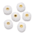 Detalle de seis cuentas de piel sintética blanca con ojales metálicos dorados para DIY - Paquete de 10 / Blanco