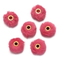 Detalle de cuentas de piel sintética rosa con ojales dorados para creación de joyas - Paquete de 10 / Rojo sandía