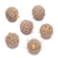 Détails de breloques en fausse fourrure de vison 18mm camel avec boucles dorées pour le DIY - Khaki