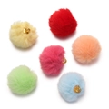 Close-up of colorful faux mink fur pompoms with gold metal loops for DIY jewelry - Random Mixed Colors