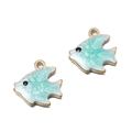 Pendentifs poissons tropicaux en émail bleu et blanc en acier pour bijoux DIY - Poisson-clown Vert Lac