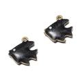 Pendentif poisson tropical en émail noir avec monture dorée en acier inoxydable - Poisson-clown Noir