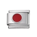 Détail macro du maillon de bracelet italien en acier inoxydable avec point émaillé rouge - Module à Points en Acier Inoxydable / Rouge