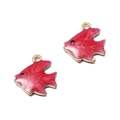 Paire de pendentifs poissons rouge rose en acier inoxydable doré pour bijoux DIY - Poisson-clown Rouge Rose