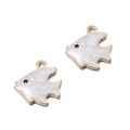Pendentifs poissons dorés avec émail blanc pour la création de bijoux DIY - Poisson-clown Blanc