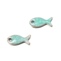 Pendentif poisson en émail vert menthe avec finition dorée pour bijoux DIY - Poisson Séché Vert Lac