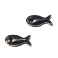 Pendentifs poissons en émail noir avec bords dorés et paillettes pour création de bijoux - Poisson Séché Noir