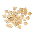 Close-up of matte gold stainless steel square spacer beads with center holes for DIY jewelry - 4mm / Gold