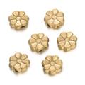 Detailed view of six golden stainless steel flower spacer beads for DIY jewelry making - Double-Layer Full Petal Style (Gold Style 02) / 5 Pieces / Gold