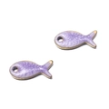 Pendentif poisson coloré en émail violet avec finition acier inoxydable doré - Poisson Séché Violet