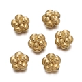 Detailed macro view of six gold floral stainless steel spacers for DIY jewelry making - Multi-layer Double-Petal Daisy Style (Gold Style 03) / 5 Pieces / Gold