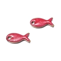 Pendentifs de poisson DIY en acier inoxydable rouge rose avec finition dorée - Poisson Séché Rouge Rose
