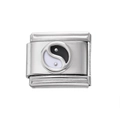 Gros plan d'un maillon de breloque italienne en acier avec symbole Yin Yang bicolore - Yin Yang (AC4041)