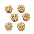 Macro view of six gold-plated stainless steel flower spacer beads for DIY jewelry making - Flat Five-Petal Flower Embossed Style (Gold 04) / 5 Pieces / Gold