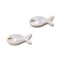 Pendentif poisson doré avec émail blanc perlé et trou pour création de bijoux DIY - Poisson Séché Blanc