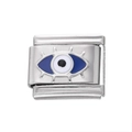 Vue détaillée du charm œil protecteur en acier inoxydable pour bracelets modulables - Style d'Œil 03 (AC4041)