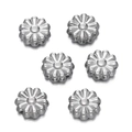 Macro shot of silver stainless steel daisy flower beads for DIY jewelry making - Six-Petal 3D Flower Style (Steel Color 01)