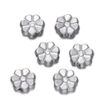 Detailed view of six-petal silver stainless steel flower spacer beads for DIY jewelry - Double-Layer Full Petal Style (Steel Color Model 02)