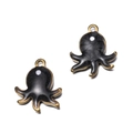 Pendentif poulpe en émail noir avec bords dorés et paillettes pour bijoux DIY - Poulpe Noir