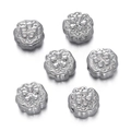 Close-up of six-petal flower beads in polished silver stainless steel for DIY jewelry - Flat Five-Petal Flower Embossed Style (Steel Color Style 04)