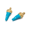 Detalle de colgantes de chile en esmalte celeste con tapas doradas para bisutería - Estilo 02 Azul / Pequeño