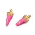 Primer plano de colgantes de chile en esmalte rosa con tapas doradas para joyería DIY - 02 Pata Rosa / Pequeño
