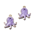 Pendentif poulpe violet marbré en acier inoxydable avec boucle dorée pour bijoux DIY - Poulpe Violet