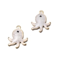Pendentif poulpe doré avec émail perlé blanc et thème océanique série étoile de mer - Poulpe Blanc