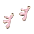 Breloques corail en émail rose avec paillettes et bordure dorée pour bijoux DIY - Rose corail
