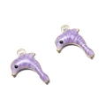 Pendentif dauphin en émail violet avec bordure dorée pour création de bijoux - Dauphin Violet