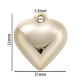 Dimensioni tecniche del ciondolo a cuore dorato da 35 mm con occhiello da 3,3 mm - Ciondolo a Cuore (Gold 07)