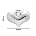 Dimensioni del ciondolo a cuore argento lucido con larghezza 37 mm e altezza 25 mm - Ciondolo a Cuore (Bianco K01)
