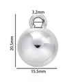 Dettaglio pendente cuore lucido con misure di 20,5 mm altezza e 15,5 mm larghezza - Ciondolo a Sfera (Bianco K02)