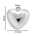 Dettaglio pendente a cuore in argento lucido con altezza 20 mm e foro da 2,8 mm - Ciondolo a Cuore (Bianco K03)